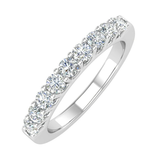 1/2 Carat Natural Diamond Wedding Band Ring in 14K White Gold (Ring Size 8.75) (I1-I2 Clarity)
