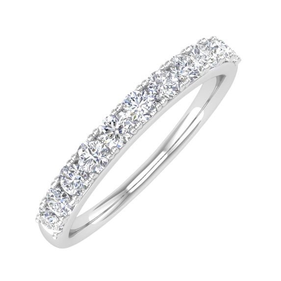 1/2 Carat Natural White Diamond Wedding Band Ring in 14K White Gold (Ring Size 10.75)