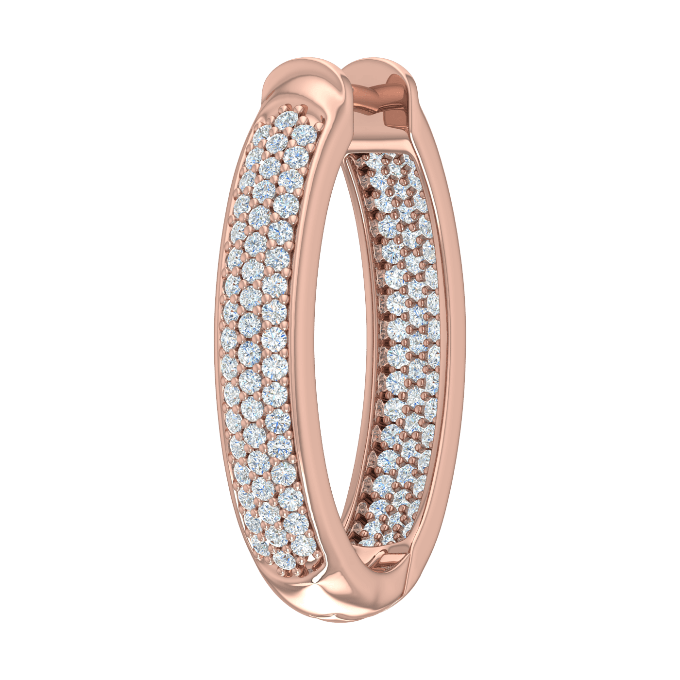 Inside Out Rings 1/2 Carat Pave Set Diamond Inside-out Hoop Earring in 14K Rose Gold ...