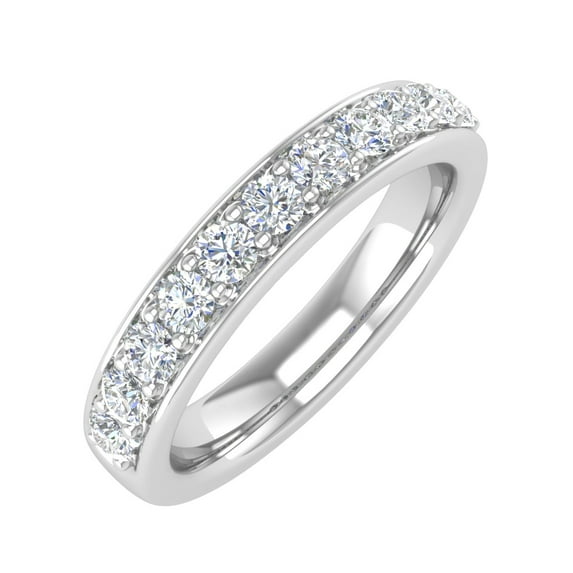 1/2 Carat Pave Set Diamond Wedding Band Ring in 14K White Gold (Ring Size 5.25) (I1-I2 Clarity)