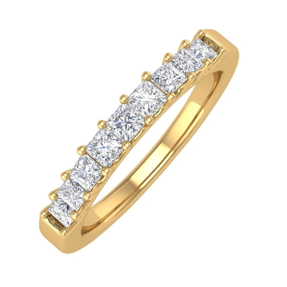 1/2 Carat Princess Cut Diamond Wedding Band Ring in 14K Yellow Gold (Ring Size 7)