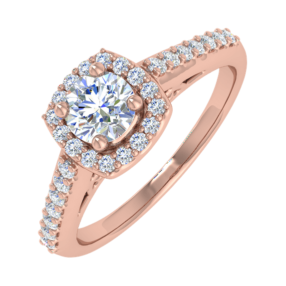 1/2 Carat Prong Set Diamond Engagement Ring Band in 14K Rose Gold (Ring Size 7.75)