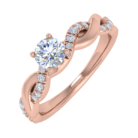 1/2 Carat Prong Set Diamond Engagement Ring Band in 14K Rose Gold (Ring Size 7)