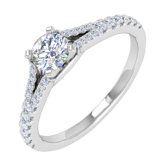 1/2 Carat Prong Set Diamond Engagement Ring Band in 14K White Gold (Ring Size 10)