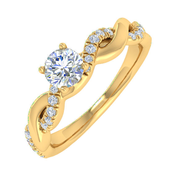 1/2 Carat Prong Set Diamond Engagement Ring Band in 14K Yellow Gold (Ring Size 8)