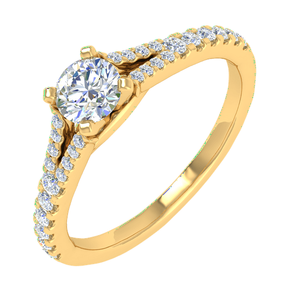 1/2 Carat Prong Set Diamond Engagement Ring Band in 14K Yellow Gold (Ring Size 9.5)