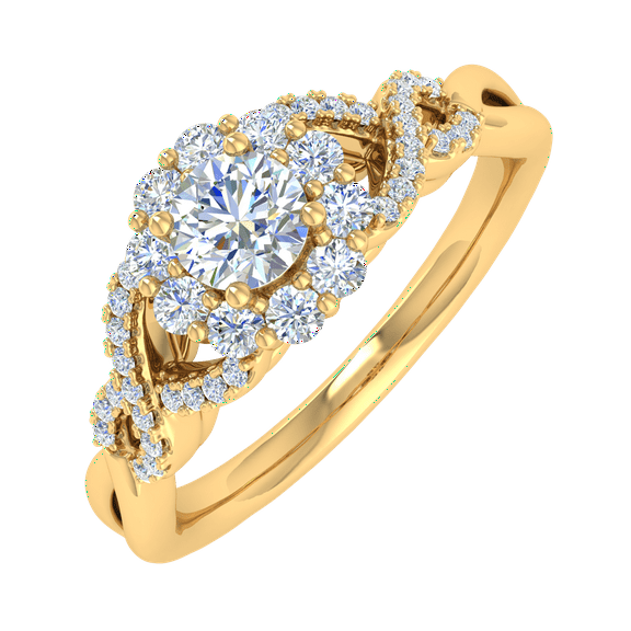 1/2 Carat Prong Set Diamond Twisted Engagement Ring in 10K Yellow Gold (Ring Size 5.75)