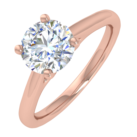 1/2 Carat Prong Set Solitaire Diamond Engagement Ring Band in 14K Rose Gold (Ring Size 8.75)