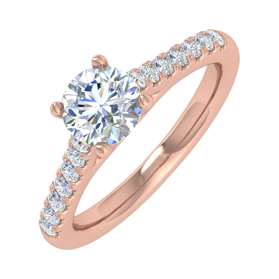 1/2 Carat Prong Set Solitaire Diamond Engagement Ring Band in 14K Rose Gold (Ring Size 9.5)