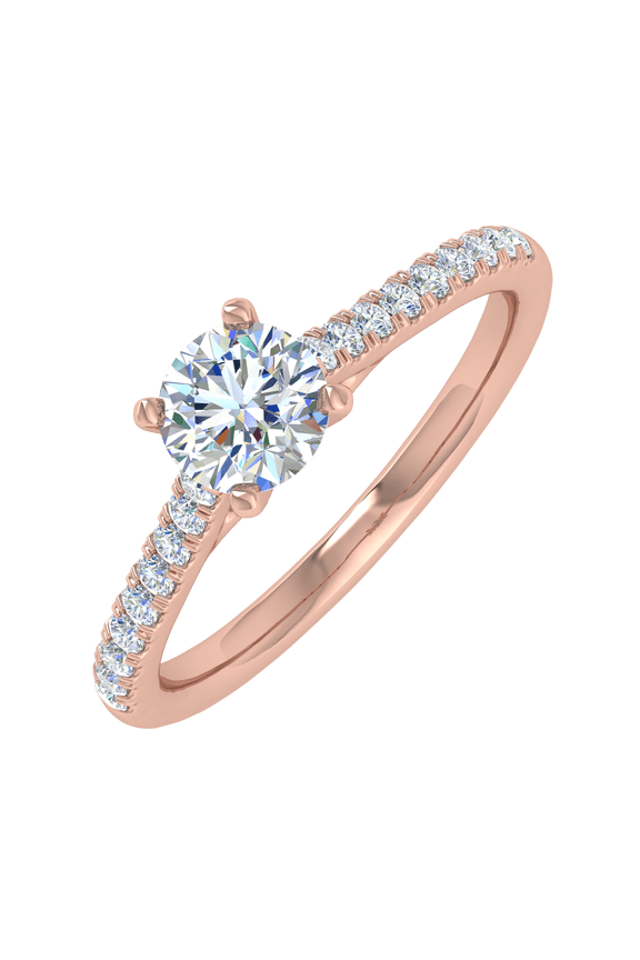1/2 Carat Prong Set Solitaire Diamond Engagement Ring Band in 14K Rose Gold (Ring Size 9)