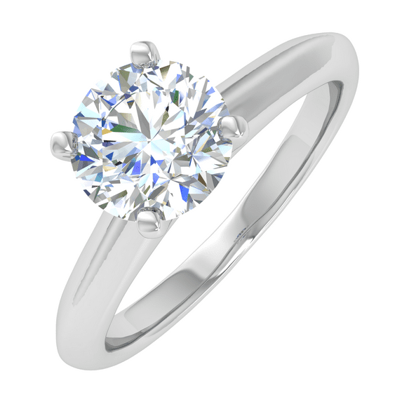 1/2 Carat Prong Set Solitaire Diamond Engagement Ring Band in 14K White Gold (Ring Size 4.5)