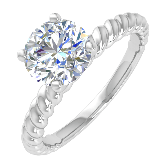 1/2 Carat Prong Set Solitaire Diamond Engagement Ring Band in 14K White Gold (Ring Size 5)