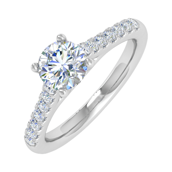 1/2 Carat Prong Set Solitaire Diamond Engagement Ring Band in 14K White Gold (Ring Size 7.75)