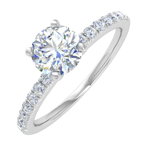 1/2 Carat Prong Set Solitaire Diamond Engagement Ring Band in 14K White Gold (Ring Size 7.75)