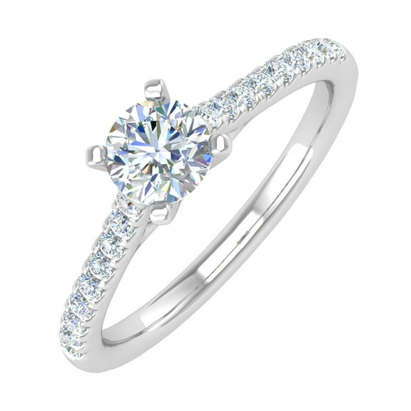 1/2 Carat Prong Set Solitaire Diamond Engagement Ring Band in 14K White Gold (Ring Size 7)