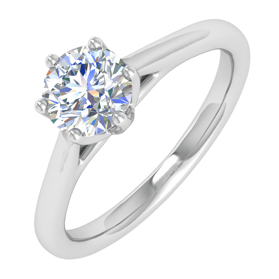 1/2 Carat Prong Set Solitaire Diamond Engagement Ring Band in 14K White Gold (Ring Size 9.75)