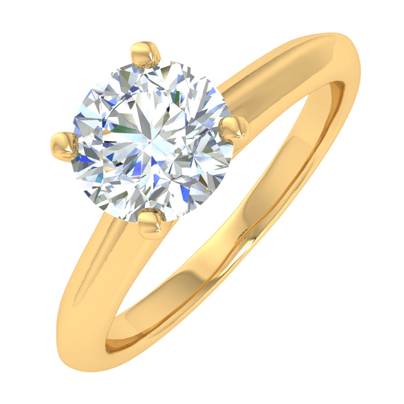 1/2 Carat Prong Set Solitaire Diamond Engagement Ring Band in 14K Yellow Gold (Ring Size 5)