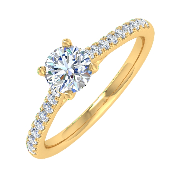1/2 Carat Prong Set Solitaire Diamond Engagement Ring Band in 14K Yellow Gold (Ring Size 9.25)