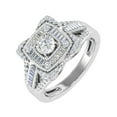 thumbnail image 1 of 1/2 Carat Round & Baguette Shape Diamond Cushion Shaped Halo Ring in 10K White Gold (Ring Size 8.25), 1 of 6
