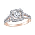 thumbnail image 1 of AFFY 1/2 Carat Round & Baguette White Natural Diamond Split Shank Engagement Ring In 10k Solid Rose Gold (0.50Cttw) Ring Size-9, 1 of 1