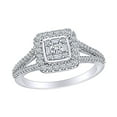 thumbnail image 1 of AFFY 1/2 Carat Round & Baguette White Natural Diamond Split Shank Engagement Ring In 10k Solid White Gold (0.50Cttw) Ring Size-10, 1 of 1