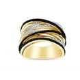 thumbnail image 1 of 1/2 Carat Round Cut Black And White Natural Diamond Crisscross Engagement Wedding Ring In 14k Yellow Gold Over Sterling Silver (0.50 Cttw, I2-I3 Clarity) Ring Size-10, 1 of 3