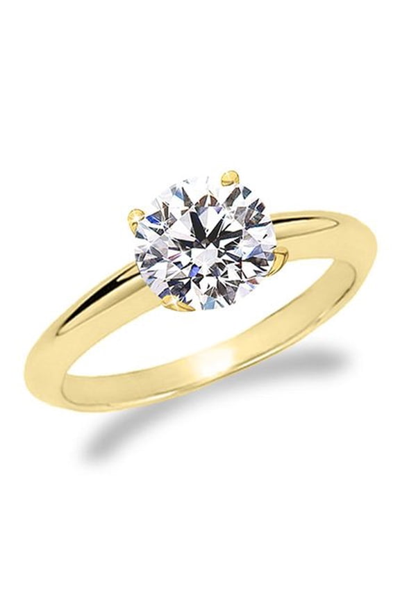1/2 Carat Round Cut Diamond Solitaire Engagement Ring 14K Yellow Gold 4 Prong (H-I, I1, 0.5 c.t.w) Very Good Cut