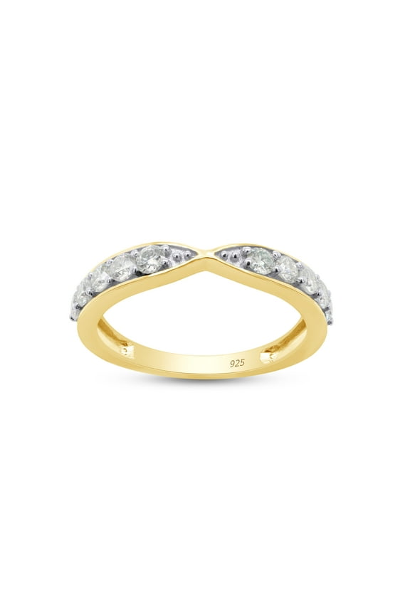 1/2 Carat Round Cut Lab Created Moissanite Diamond 2.3MM Width Half Eternity Wedding Band Ring In 14K Yellow Gold Over Sterling Silver(G-H Color,VVS1 Clarity,0.50 Cttw)-4.5