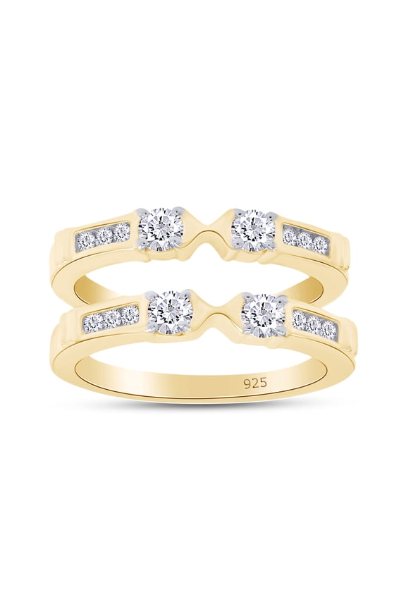 1/2 Carat Round Cut Lab Created Moissanite Diamond Enhancer Guard For Engagement Wedding Ring In 14K Yellow Gold Plated 925 Sterling Silver (Color : G-H, Clarity : VVS1, 0.50 Cttw) Size - 10