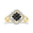 thumbnail image 1 of 1/2 Carat Round Cut Natural Enhanced Black & White Diamond Clover Shaped Engagement Ring In 14K Yellow Gold Over Sterling Silver (0.5 Cttw, I2-I3 Clarity), Ring Size-4, 1 of 1