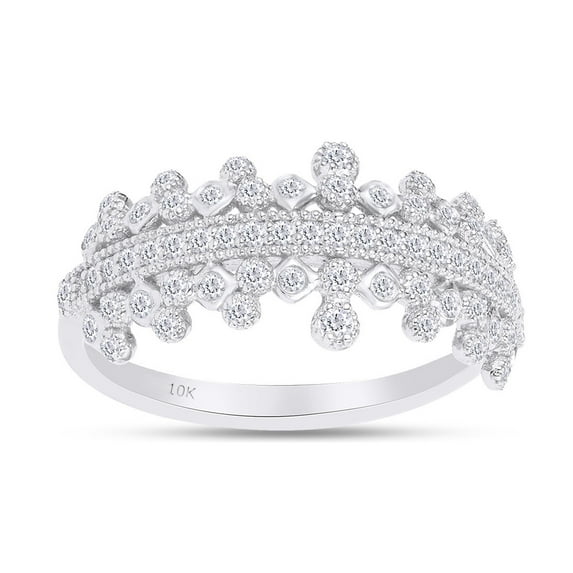 AFFY 1/2 Carat Round Cut White Natural Diamond Engagement Ring In 10K White Gold (Clarity : I2-I3, Color : I-J, 0.5 Cttw) Size 10