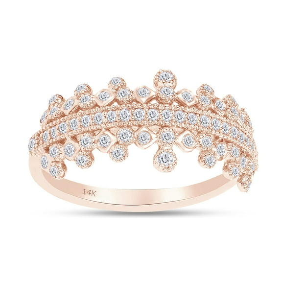AFFY 1/2 Carat Round Cut White Natural Diamond Engagement Ring In 14K Rose Gold (Clarity : I2-I3, Color : I-J, 0.5 Cttw) Size 9.5