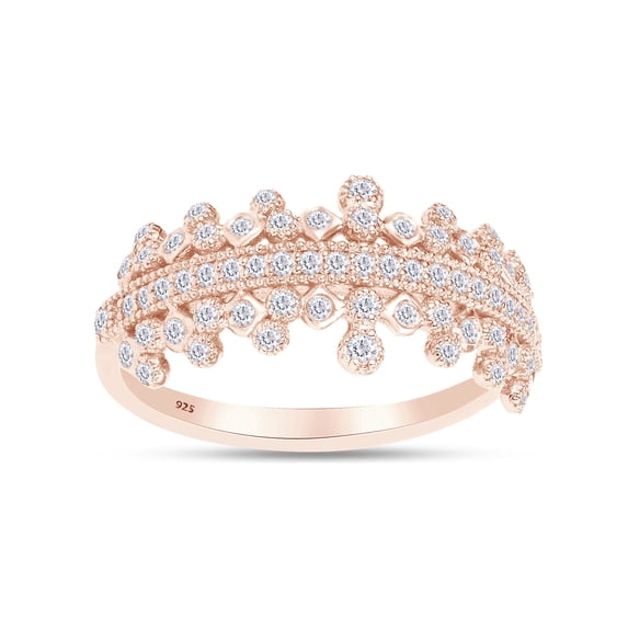 AFFY 1/2 Carat Round Cut White Natural Diamond Engagement Ring In 14K Rose Gold Over Sterling Silver (Clarity : I2-I3, Color : I-J, 0.5 Cttw) Size 9.5