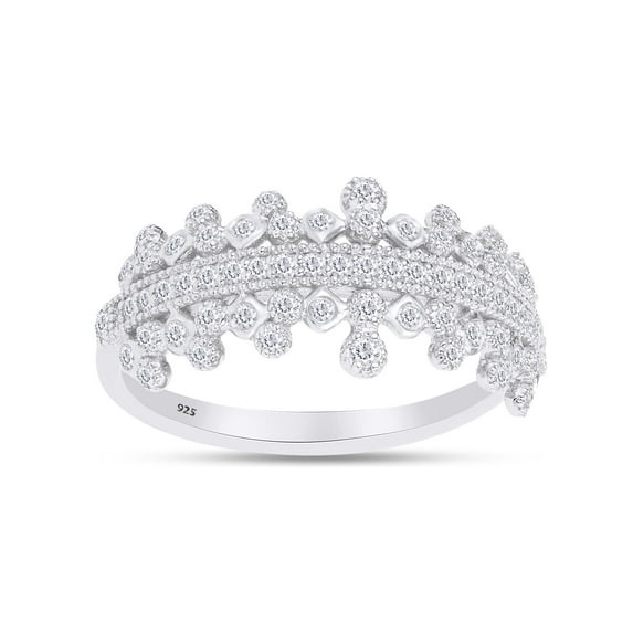 AFFY 1/2 Carat Round Cut White Natural Diamond Engagement Ring In 14K White Gold Over Sterling Silver (Clarity : I2-I3, Color : I-J, 0.5 Cttw) Size 12