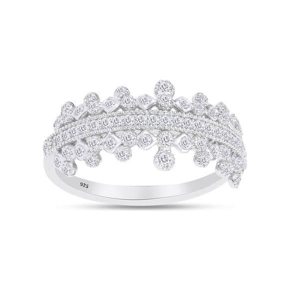 AFFY 1/2 Carat Round Cut White Natural Diamond Engagement Ring In 14K White Gold Over Sterling Silver (Clarity : I2-I3, Color : I-J, 0.5 Cttw) Size 6.5