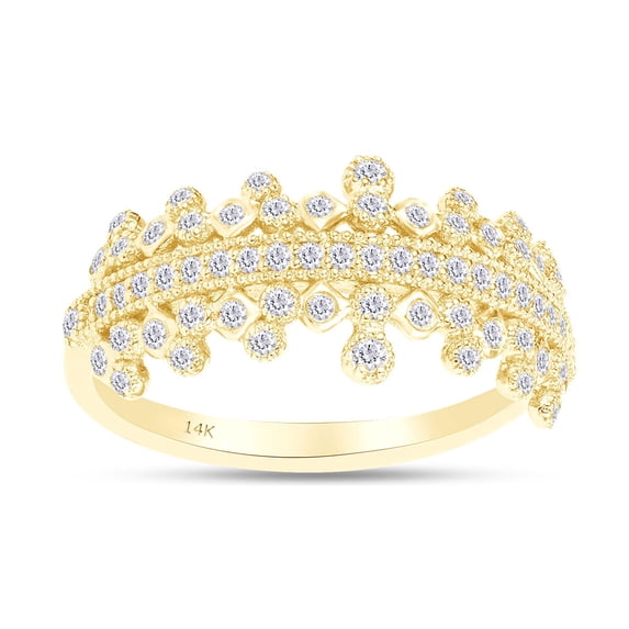 AFFY 1/2 Carat Round Cut White Natural Diamond Engagement Ring In 14K Yellow Gold (Clarity : I2-I3, Color : I-J, 0.5 Cttw) Size 10.5