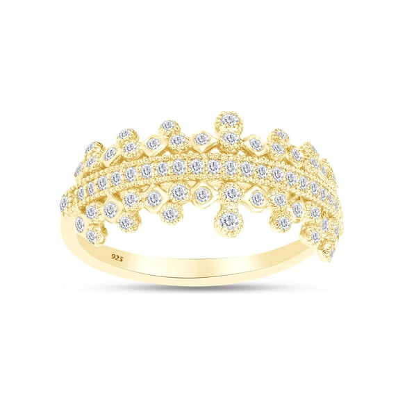 AFFY 1/2 Carat Round Cut White Natural Diamond Engagement Ring In 14K Yellow Gold Over Sterling Silver (Clarity : I2-I3, Color : I-J, 0.5 Cttw) Size 8