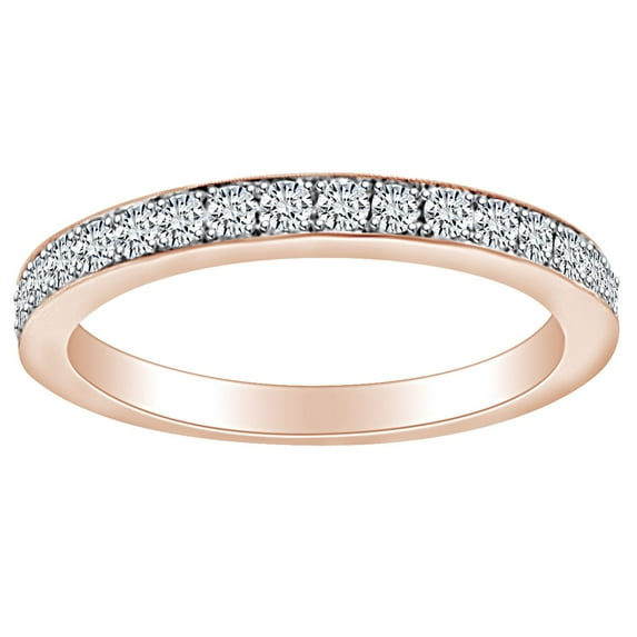 AFFY 1/2 Carat Round Cut White Natural Diamond Half Eternity Wedding Band Ring In 14k Solid Rose Gold (0.50 Cttw) Ring Size-8