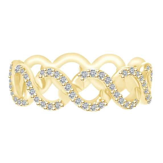 AFFY 1/2 Carat Round Cut White Natural Diamond Infinity Ring 14K Yellow Gold (0.50 Cttw)-5