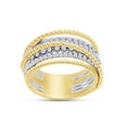 thumbnail image 1 of 1/2 Carat Round Cut White Natural Diamond Two Tone Crossover Engagement Promise Ring In 14K Yellow Gold Over Sterling Silver (Clarity : I2-I3,Color : I-J, 0.50 Cttw) Ring Size-10, 1 of 3