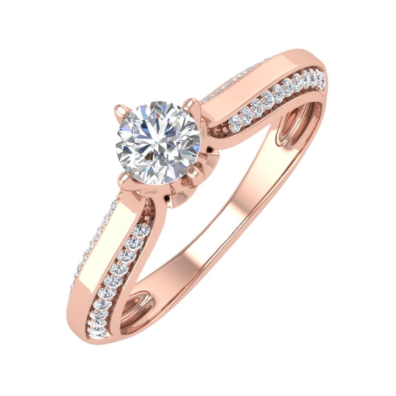 1/2 Carat Round Diamond Solitaire Engagement Ring Band in 14K Rose Gold (Ring Size 7.25)