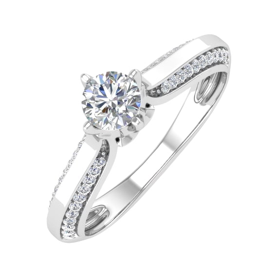 1/2 Carat Round Diamond Solitaire Engagement Ring Band in 14K White Gold (Ring Size 10) (SI1-SI2 Clarity)