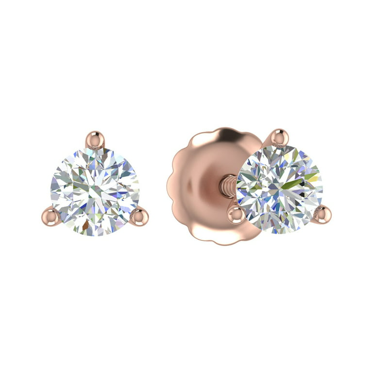 Single Diamond Screw Back Earrings