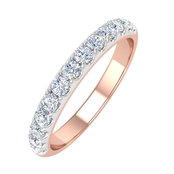 1/2 Carat Round Diamond Wedding Band Ring in 14K Rose Gold - IGI Certified (Ring Size 9.75)
