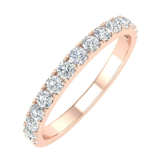 1/2 Carat Round Diamond Wedding Band Ring in 14K Rose Gold (Ring Size 4.25)