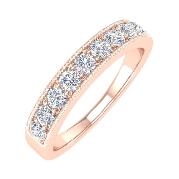 1/2 Carat Round Diamond Wedding Band Ring in 14K Rose Gold (Ring Size 4.5) (SI1-SI2 Clarity)