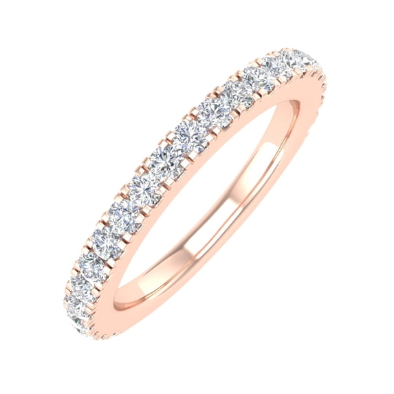 1/2 Carat Round Diamond Wedding Band Ring in 14K Rose Gold (Ring Size 4.75)