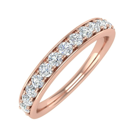 1/2 Carat Round Diamond Wedding Band Ring in 14K Rose Gold (Ring Size 6.75)