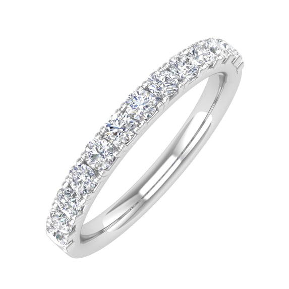 1/2 Carat Round Diamond Wedding Band Ring in 14K White Gold (Ring Size 10.5)