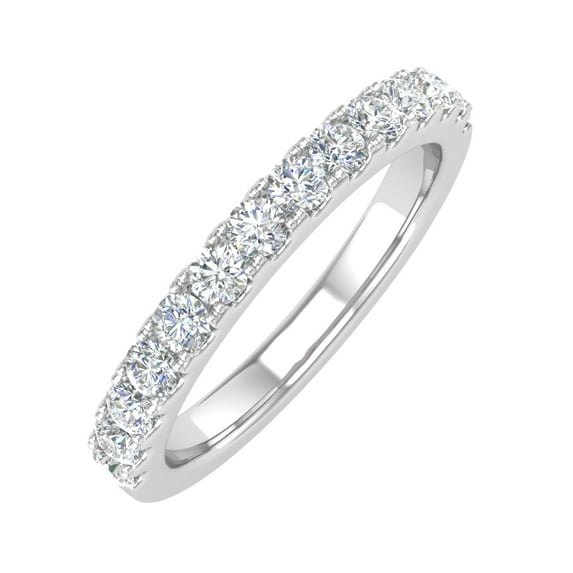 1/2 Carat Round Diamond Wedding Band Ring in 14K White Gold (Ring Size 10.5)